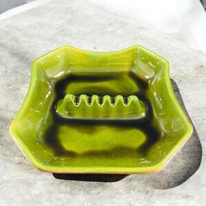 Vintage Sequoia Ware Ashtray Dish Green Brown USA Pottery Dish Plate Ceramic VTG